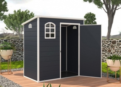 Jasmine 6ft x 3ft Plastic Pent - Dark Grey with Foundation Kit (included)